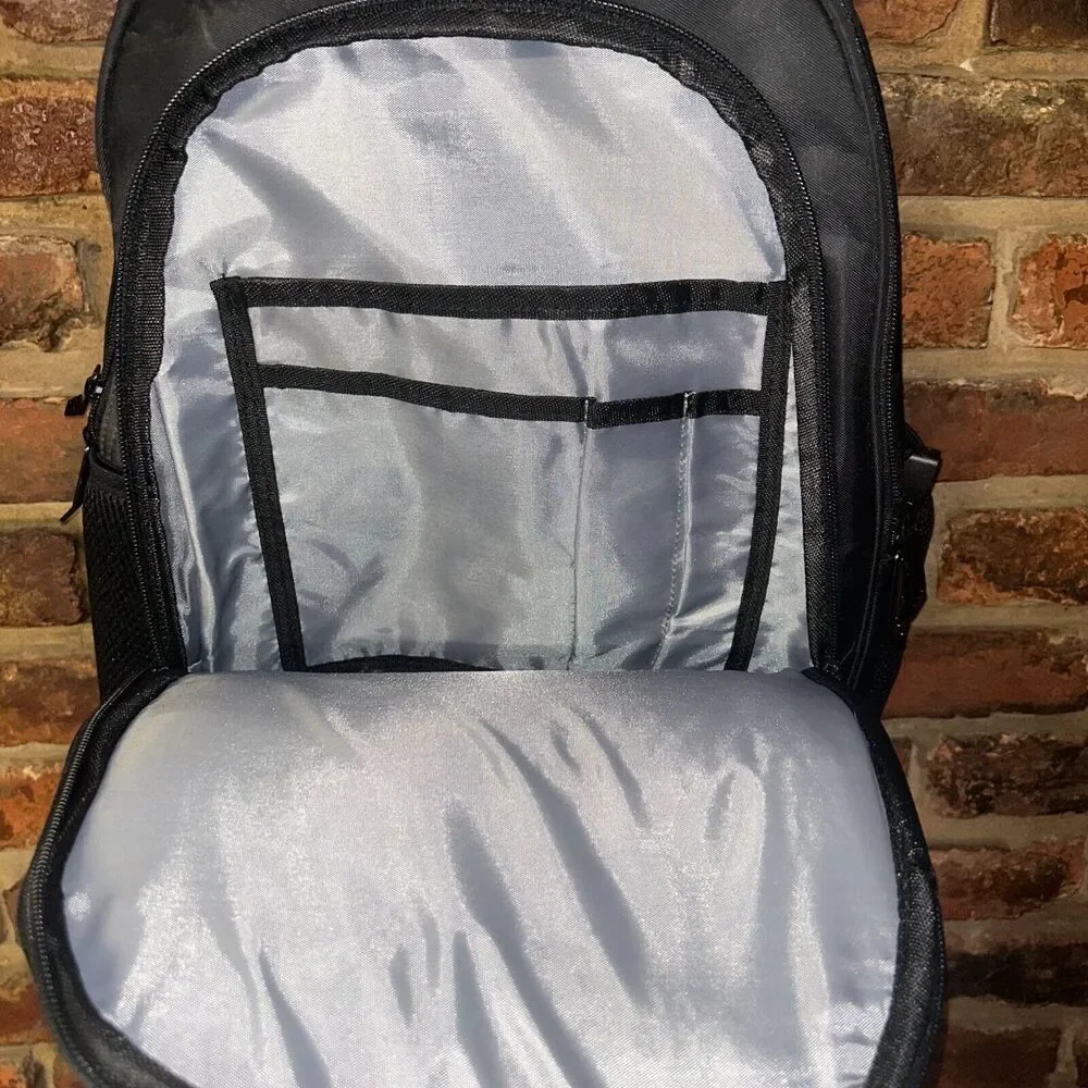 NRA Logo Backpack Tan And Black With 4 Compartments And Water Bottle Holder